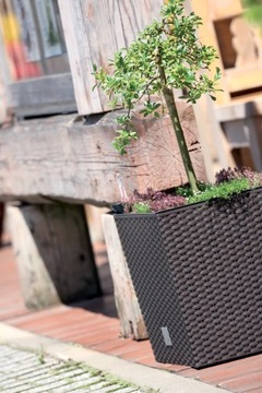 Вазон из ротанга DRTS225L Rato низкий + вставка Антрацит