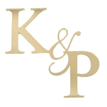 Topper toper na bok tortu dekor z inicjałami INICJAŁY LITERY różne kolory