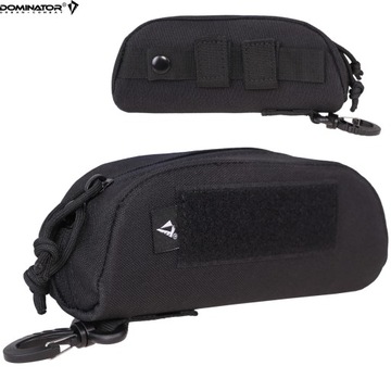 ФУТЛЯР ДЛЯ ОЧКОВ ЖЕСТКИЙ MOLLE КАРМАННЫЙ DOMINATOR С КАРАБИНОМ ЧЕРНЫЙ