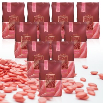 Zestaw DEPILACJA 10x wosk 1kg ROSE + PODGRZEWACZ