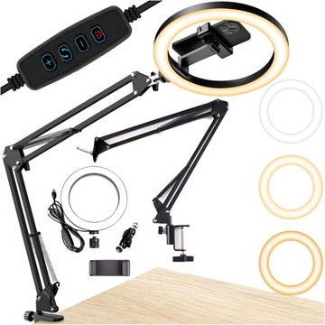 LAMPA LED DO ZDJĘĆ STATYW RING UCHWYT NA TELEFON
