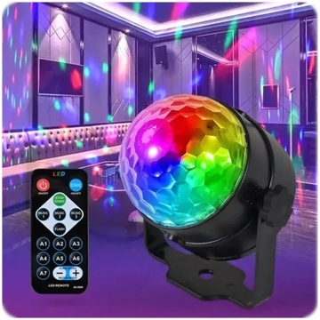 СВЕТОДИОДНЫЙ ПРОЕКТОР DISCO BALL RGB ДЛЯ ВЕЧЕРИНКИ ЛАЗЕР + ПУЛЬТ ДИСТАНЦИОННОГО УПРАВЛЕНИЯ