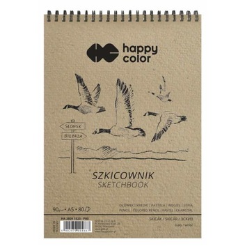 HAPPY COLOR Szkicownik na spirali ptaki A5, biały,