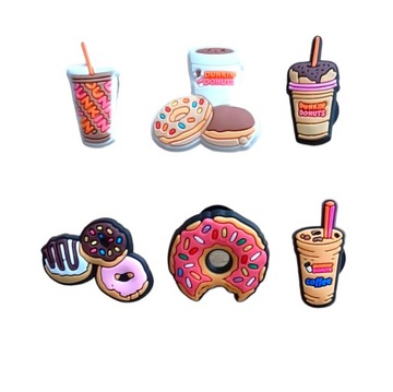 6 шт. CROCS FOOD CHARMS DONUTS SWEETS DUNKIN DONUTS PINS