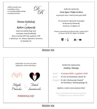 Modne Zaproszenia ślubne weselne na ślub wesele PERSONALIZOWANE W48H
