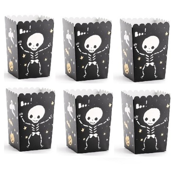 PUDEŁKA na POPCORN SŁODYCZE BOO HALLOWEEN 6 sztuk