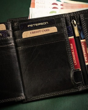 PETERSON elegancki męski portfel skórzany antykradzieżowy na prezent