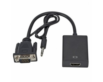 Конвертер видео VGA + стереоаудио в HDMI, черный
