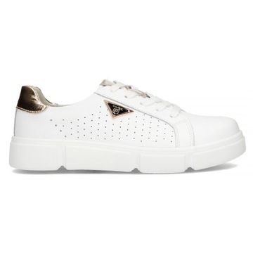 Buty sneakersy damskie skórzane białe na platformie Filippo DP4529 38