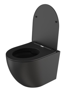 ЧЕРНЫЙ УНИТАЗ, БЕЗОБОДКИ, ПОДВЕСНОЕ СИДЕНЬЕ G-203