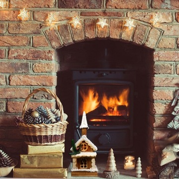 Рождественский домик, мини-светодиодный камин, имбирный пряник