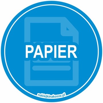 Naklejka KOSZ SEGREGACJA śmieci PAPIER 10cm