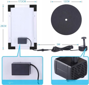 FONTANNA SOLARNA OGRODOWA POMPA FONTANNOWA DO OCZKA WODNEGO +6 DYSZA