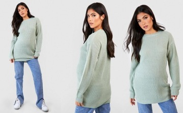 2E4A20 P27 BOOHOO MATERNITY ZIELONY SWETER BASIC L