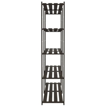 vidaXL Книжный шкаф с 5 полками, черный, 170x38x170 см, массив сосны