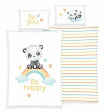 Pościel Tęczowa panda biała HERDING 100x135