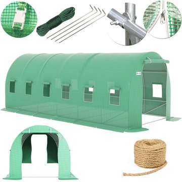 TUNEL FOLIOWY OGRODOWY Szklarnia 6x3m 18m2 UV-4 PODWÓJNE DRZWI + GRATIS