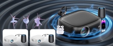 Проектор HDeye CX02 с автофокусом 4K Wi-Fi 6 1080P Черный