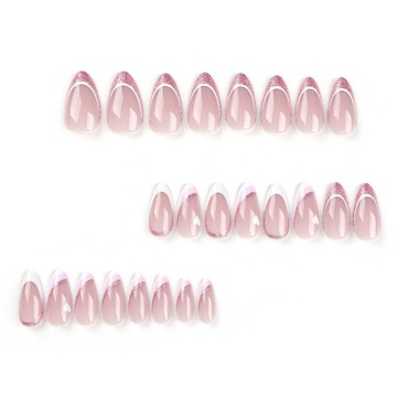 НАСОСНЫЕ НОГТИ С УЗОРАМИ БЛЕСК ФРАНЦУЗСКИЙ РОЗОВЫЙ 24 ШТ.
