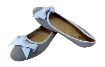 BUTY BALERINY LOFT37 skóra wstążka zamsz *39