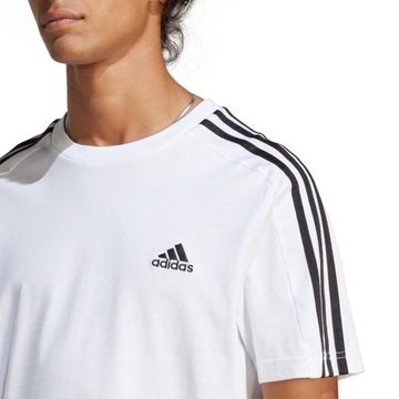 Koszulka męska adidas essentials single jersey 3-stripes tee biała ic9336