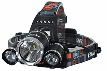 Mocna latarka czołowa CZOŁÓWKA NA GŁOWĘ regulowana 3X LED CREE T6 4 tryby