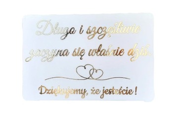 Tablica Powitalna na Wesele Ślub Dekoracja Złote Napisy 50x70 cm