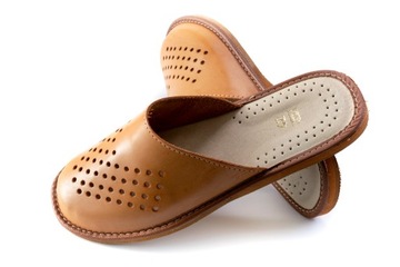 KAPCIE MĘSKIE SKÓRA NATURALNA PANTOFLE r.40-45