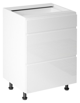 Szafka dolna SZUFLADY ASPEN D60S3 Biały połysk prowadnice METALBOX