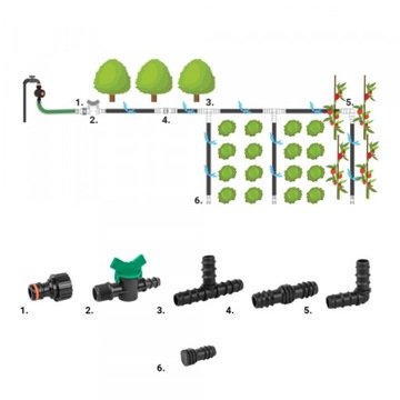КОМПЛЕКТ КАПЕЛЬНОГО ОРОШЕНИЯ 16мм 42ШТ.