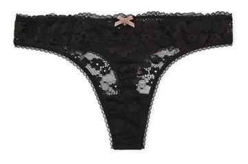 Stringi z koronkowym przodem Victoria's Secret czarne M