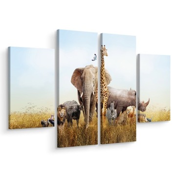 Obraz Dzikie ZWIERZĘTA Safari 3D 4 Części 80x60