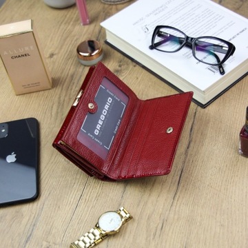 КРАСКА. КОЖАНЫЙ ЖЕНСКИЙ КОШЕЛЕК С ЗАЩЕЛКОЙ + BIGIEL