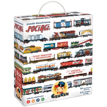 CzuCzu Puzzle dwustronne Pociągi I łącz jak chcesz 5+