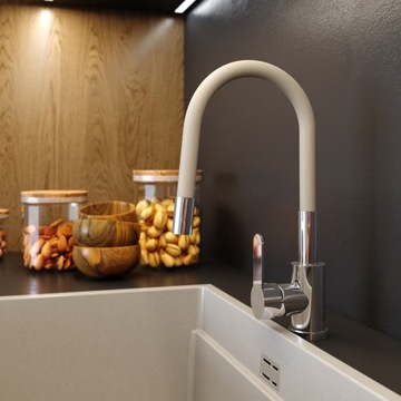 БЕЖЕВЫЙ КУХОННЫЙ Смеситель С ГИБКИМ ИЗЛИКОМ GRADO Смеситель для раковины