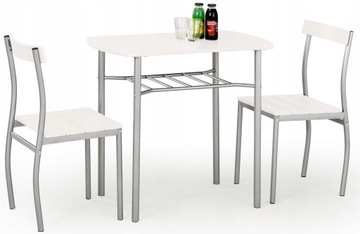 ZESTAW Lance - biały - Stół + 2 krzesła Halmar