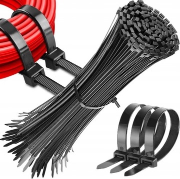 MOCNE OPASKI ZACISKOWE KABLOWE TRYTKI TRYTYTKI CZARNE TAŚMA 3.6x300 100szt