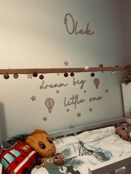 Drewniany Napis na ściąnę 3D Dream big little one + BALON + GWIAZDKI HIT