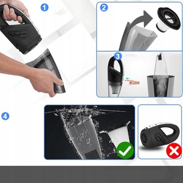 ODKURZACZ SAMOCHODOWY BEZPRZEWODOWY RĘCZNY MOCNY AKUMULATOROWY DO AUTA 120W