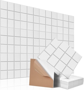 PANELE AKUSTYCZNE KOSTKI 30X26X0,9 BIAŁE 12 SZTUK PREMIUM