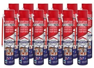 12 x POLYNOR Home 750 ml piana do ociepleń PUR
