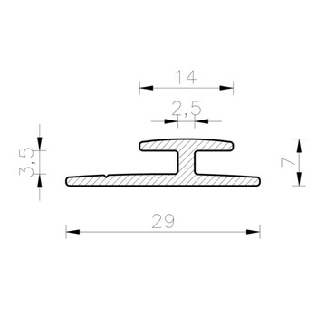 Dwuteownik H Aluminiowy wymiar wew. 3,5mm dł. 2m
