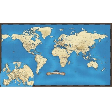 Turystyczna Mapa Świata na ścianę 175 x 100 cm