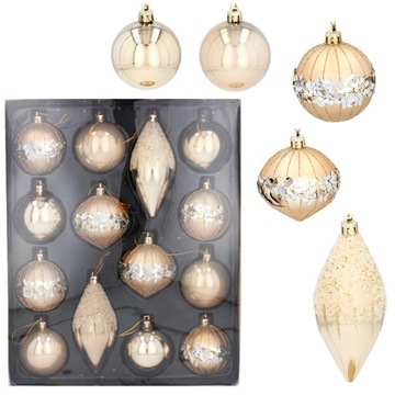 Zestaw ozdób choinkowych złote kpl. 14 szt. mix wzorów