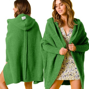 niezapinany KARDIGAN oversize SWETER z KAPTUREM