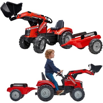 TRAKTOR NA PEDAŁY PRZYCZEPKĄ KOPARKA TRAKTOREK DZIECI MASSEY FERGUSON FALK