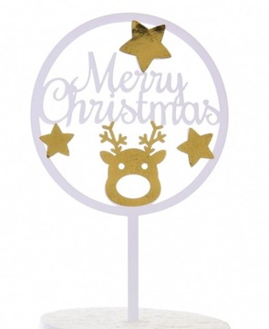 Świąteczne TOPPERY, wtykacze Merry Christmas jeleń topper BOŻE NARODZENIE