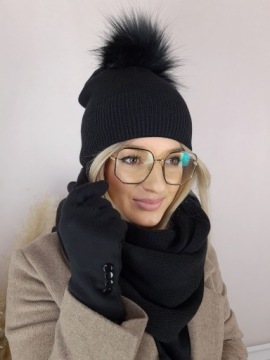 Модные женские КОМПОЗИТНЫЕ ШАПКИ + ШКОЛА + РУКИ зимние теплые польские