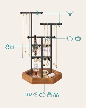 ПОДСТАВКА ДЛЯ ЮВЕЛИРНЫХ ИЗДЕЛИЙ ЕЛКА ИЗ МЕТАЛЛА И ДЕРЕВА ДЛЯ КОЛЬЦО И СЕРЬГ