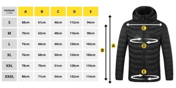 ЗИМНЯЯ КУРТКА С КАПЮШОНОМ, СТЕГАНАЯ, ТЕПЛАЯ, С ЭЛЕКТРИЧЕСКИМ ПОДОГРЕВОМ USB XXXL